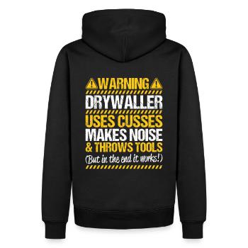 Installateur de cloisons sèches Drywaller - Sweat à capuche Premium bio Homme - noir - Dos - Nico (187cm)