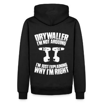 Trockenbaumonteur Trockenbau Drywaller - Männer Premium Bio Hoodie - Schwarz - Hinten - Nico (187cm)