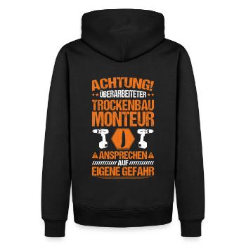 Trockenbaumonteur Trockenbau Drywaller - Männer Premium Bio Hoodie - Schwarz - Hinten - Nico (187cm)