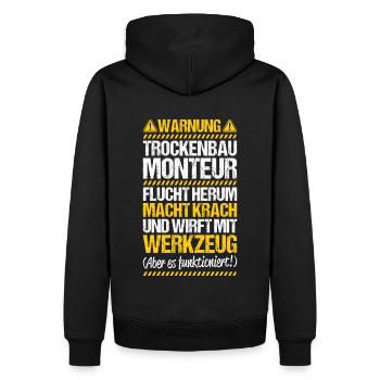 Trockenbaumonteur Trockenbau Drywaller - Männer Premium Bio Hoodie - Schwarz - Hinten - Nico (187cm)