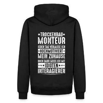 Trockenbaumonteur Trockenbau Drywaller - Männer Premium Bio Hoodie - Schwarz - Hinten - Nico (187cm)
