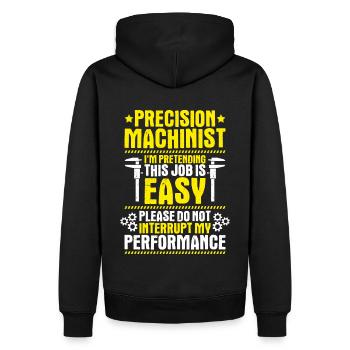 Precision mechanic Precision Machinist - Men’s Premium Organic Hoodie - black - Back - Nico (187cm)