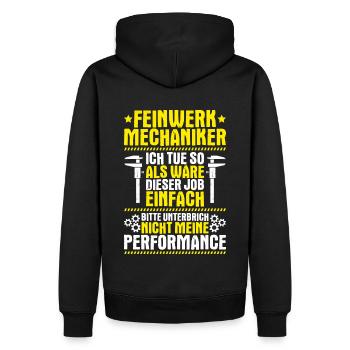 Feinwerkmechaniker Precision Machinist - Männer Premium Bio Hoodie - Schwarz - Hinten - Nico (187cm)