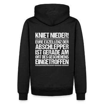 Abschlepper Abschleppdienst Tow Truck Driver - Männer Premium Bio Hoodie - Schwarz - Hinten - Nico (187cm)