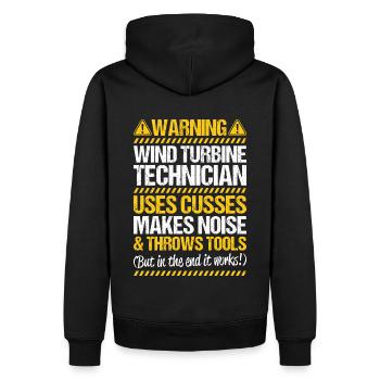 Technicien de service Éoliennes Énergie éolienne - Sweat à capuche Premium bio Homme - noir - Dos - Nico (187cm)