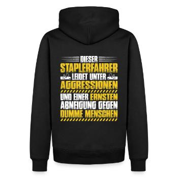 Staplerfahrer Gabelstaplerfahrer Forklift Operator - Männer Premium Bio Hoodie - Schwarz - Hinten - Nico (187cm)