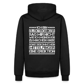 Elektroniker Elektriker Electrician Lineman - Männer Premium Bio Hoodie - Schwarz - Hinten - Nico (187cm)