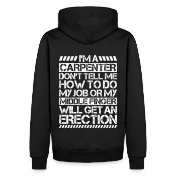 Zimmerer Zimmermann Zimmerei Carpenter Carpentry - Men’s Premium Organic Hoodie - black - Back - Nico (187cm)