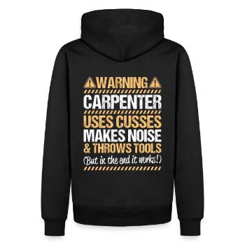 Zimmerer Zimmermann Zimmerei Charpentier Menuiserie - Sweat à capuche Premium bio Homme - noir - Dos - Nico (187cm)