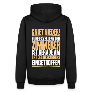 Zimmerer Zimmermann Zimmerei Carpenter Carpentry - Männer Premium Bio Hoodie - Schwarz - Hinten - Nico (187cm)