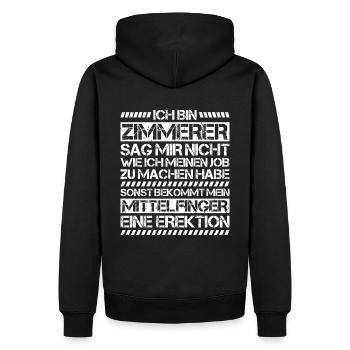 Zimmerer Zimmermann Zimmerei Carpenter Carpentry - Männer Premium Bio Hoodie - Schwarz - Hinten - Nico (187cm)