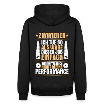 Zimmerer Zimmermann Zimmerei Carpenter Carpentry - Männer Premium Bio Hoodie - Schwarz - Hinten - Nico (187cm)