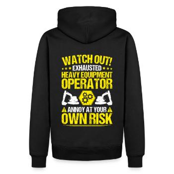 Baggerfahrer Baggerführer Heavy Equipment Operator - Männer Premium Bio Hoodie - Schwarz - Hinten - Nico (187cm)