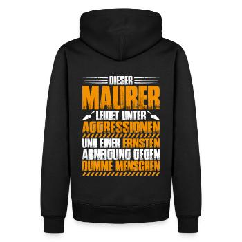 Maurer Maurermeister Mauerwerk Bricklayer Mason - Männer Premium Bio Hoodie - Schwarz - Hinten - Nico (187cm)