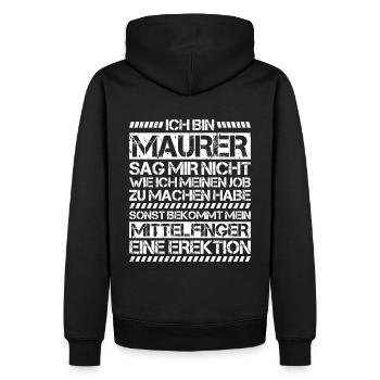 Maurer Maurermeister Mauerwerk Bricklayer Mason - Männer Premium Bio Hoodie - Schwarz - Hinten - Nico (187cm)