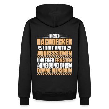 Dachdecker Dachdeckerei Dachdecken Roofer Roofing - Männer Premium Bio Hoodie - Schwarz - Hinten - Nico (187cm)