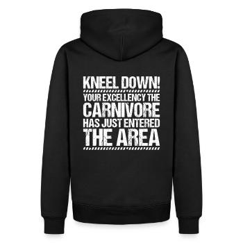 Carnivore Diät Carnivore Ernährung Carnivore Diet - Männer Premium Bio Hoodie - Schwarz - Hinten - Nico (187cm)