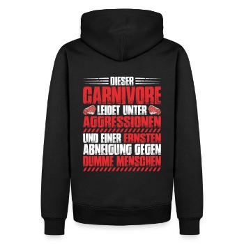 Carnivore Diät Carnivore Ernährung Carnivore Diet - Männer Premium Bio Hoodie - Schwarz - Hinten - Nico (187cm)