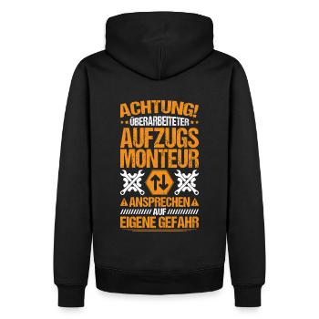 Aufzugsmonteur Aufzugsmechaniker Elevator Mechanic - Männer Premium Bio Hoodie - Schwarz - Hinten - Nico (187cm)