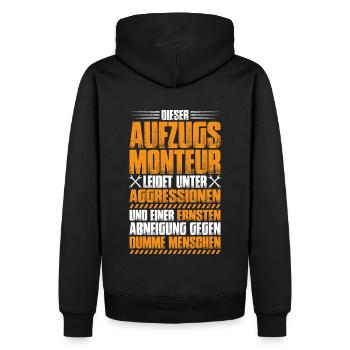 Aufzugsmonteur Aufzugsmechaniker Elevator Mechanic - Männer Premium Bio Hoodie - Schwarz - Hinten - Nico (187cm)