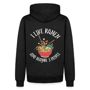 J’aime les ramen et peut-être le design de 3 personnes - Sweat à capuche Premium bio Homme - noir - Dos - Nico (187cm)