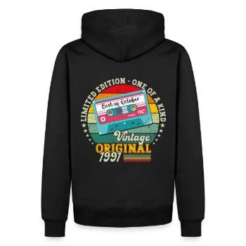32nd Birthday Retro Cassette Best of Octobre 1991 - Sweat à capuche Premium bio Homme - noir - Dos - Nico (187cm)