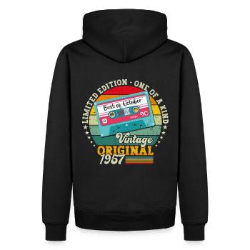 66. Geburtstag Kassette Best of Oktober 1957 - Männer Premium Bio Hoodie - Schwarz - Hinten - Nico (187cm)