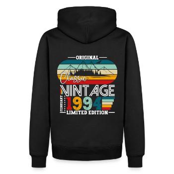 30e anniversaire Classique Février Millésime 1994 - Sweat à capuche Premium bio Homme - noir - Dos - Nico (187cm)