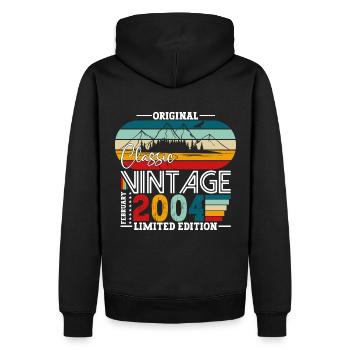 20e anniversaire Classique Février Millésime 2004 - Sweat à capuche Premium bio Homme - noir - Dos - Nico (187cm)