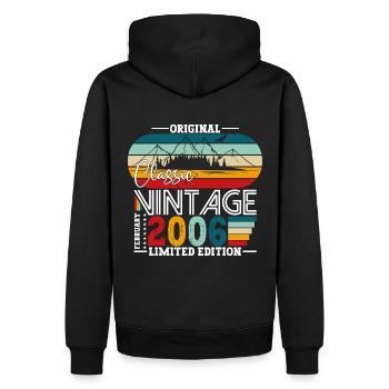 18e anniversaire Classique Février Millésime 2006 - Sweat à capuche Premium bio Homme - noir - Dos - Nico (187cm)