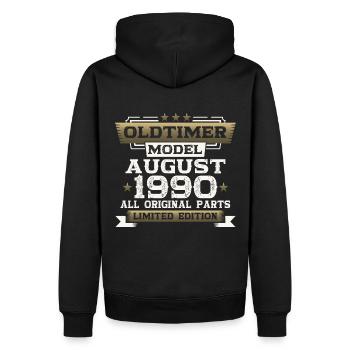 33ème anniversaire Homme Oldtimer August Vintage 1990 - Sweat à capuche Premium bio Homme - noir - Dos - Nico (187cm)