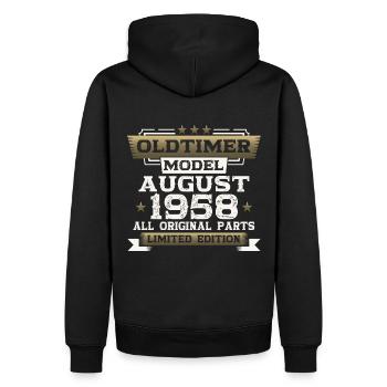 65e anniversaire Homme Oldtimer August Vintage 1958 - Sweat à capuche Premium bio Homme - noir - Dos - Nico (187cm)