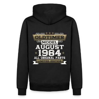 39th Birthday Man Oldtimer August Vintage 1984 - Sweat à capuche Premium bio Homme - noir - Dos - Nico (187cm)