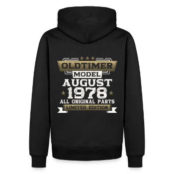 45th Birthday Man Oldtimer August Vintage 1978 - Sweat à capuche Premium bio Homme - noir - Dos - Nico (187cm)