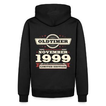 24e anniversaire voiture classique novembre vintage 1999 - Sweat à capuche Premium bio Homme - noir - Dos - Nico (187cm)