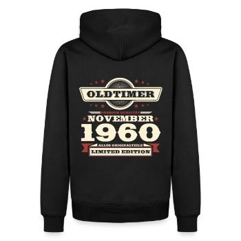 63e anniversaire Vintage Novembre Vintage des années 1960 - Sweat à capuche Premium bio Homme - noir - Dos - Nico (187cm)