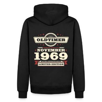 54e anniversaire Vintage Novembre Millésime 1969 - Sweat à capuche Premium bio Homme - noir - Dos - Nico (187cm)