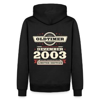 20. Geburtstag Oldtimer Dezember Jahrgang 2003 - Männer Premium Bio Hoodie - Schwarz - Hinten - Nico (187cm)