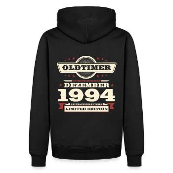 29. Geburtstag Oldtimer Dezember Jahrgang 1994 - Männer Premium Bio Hoodie - Schwarz - Hinten - Nico (187cm)