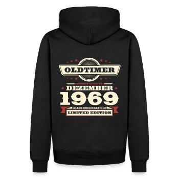 54. Geburtstag Oldtimer Dezember Jahrgang 1969 - Männer Premium Bio Hoodie - Schwarz - Hinten - Nico (187cm)