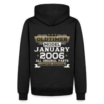 18e anniversaire voiture classique janvier 2006 - Sweat à capuche Premium bio Homme - noir - Dos - Nico (187cm)