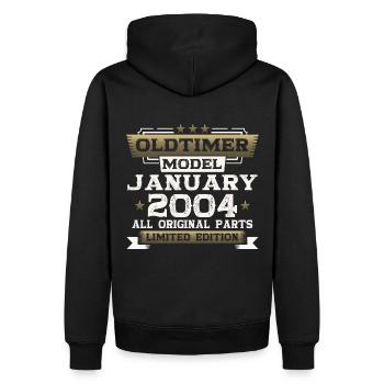 20. Geburtstag Oldtimer Januar Jahrgang 2004 - Männer Premium Bio Hoodie - Schwarz - Hinten - Nico (187cm)