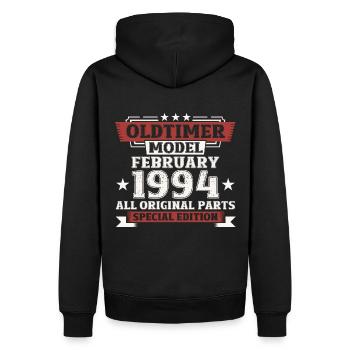 30. Geburtstag Oldtimer Februar Jahrgang 1994 - Männer Premium Bio Hoodie - Schwarz - Hinten - Nico (187cm)