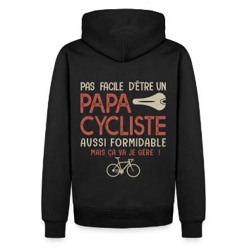 papa cycliste formidable vélo velo - Sweat à capuche Premium bio Homme - noir - Dos - Nico (187cm)