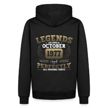 Légende Octobre 1977 45e anniversaire Cadeau Amusant - Sweat à capuche Premium bio Homme - noir - Dos - Nico (187cm)