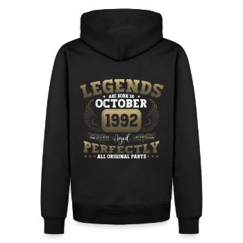 Légende Octobre 1992 30e anniversaire Cadeau Amusant - Sweat à capuche Premium bio Homme - noir - Dos - Nico (187cm)