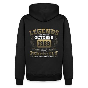 Légende Octobre 1989 33ème Anniversaire Cadeau Amusant - Sweat à capuche Premium bio Homme - noir - Dos - Nico (187cm)