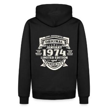 50th Birthday January Vintage 1974 Original - Men’s Premium Organic Hoodie - black - Back - Nico (187cm)