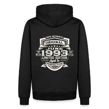 30e anniversaire Juin Millésime 1993 Bouclier original - Sweat à capuche Premium bio Homme - noir - Dos - Nico (187cm)