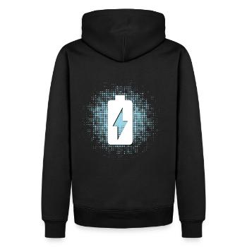 Batterie-Symbol mit Punktehintergrund - Männer Premium Bio Hoodie - Schwarz - Hinten - Nico (187cm)